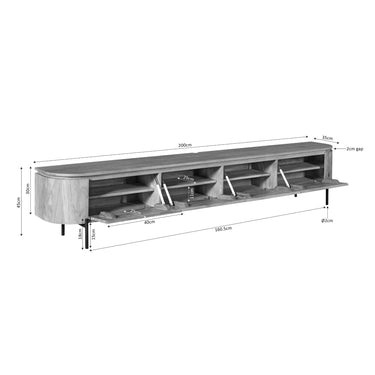 TV-meubel Excellent zwart | 200 cm
