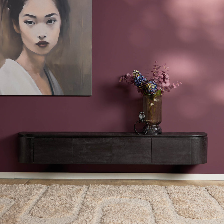 Zwevend tv-meubel Excellent zwart – Zwevend aan de muur