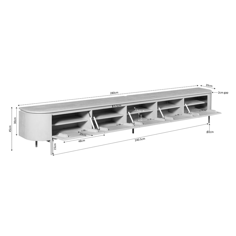 Zwevend tv-meubel Excellent taupe – 280 x 35 x 30 cm