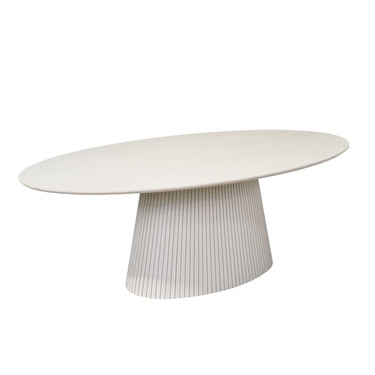Ovale eettafel Solana zand - 210 cm - schuin vooraanzicht