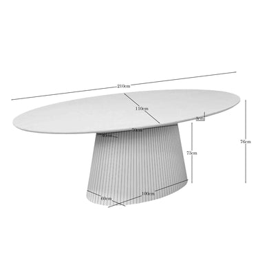 Afmetingen Starfurn Ovale eettafel Solana | Zand | 210 cm