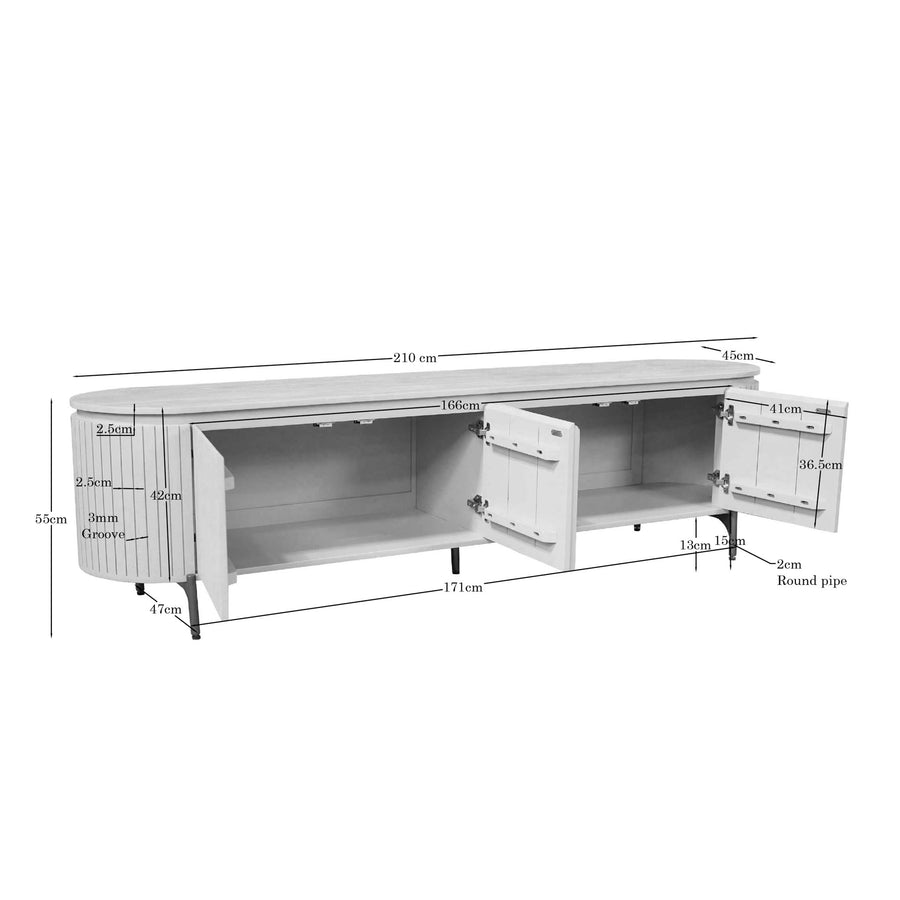 TV unit Solana sand mango wood 210 cm – 210 x 45 x 55 cm