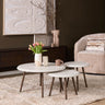 Ronde salontafelset Ohio Zand Mangohout 70 cm salontafel 3-delig - zand en beige - Mooier Thuis