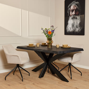 Boomstam eettafel Boston | Zwart | 160 cm