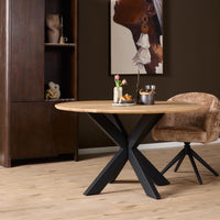 Ronde eettafel Ferris | Naturel/zwart | Ø150 cm - Mooier Thuis