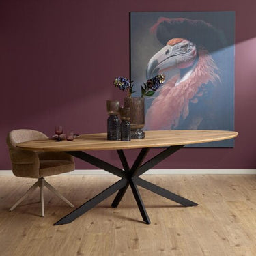 Ovale eettafel Ferris | Naturel/zwart | 180 cm