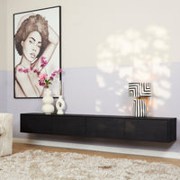 Zwevend TV-meubel Vision zwart | 240 cm - Mooier Thuis