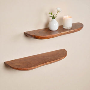 Wandplank Live Edge | 60 cm | Set van 2 | Naturel
