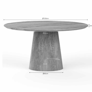 Afmetingen Ronde eettafel Solana taupe - Ø150 cm