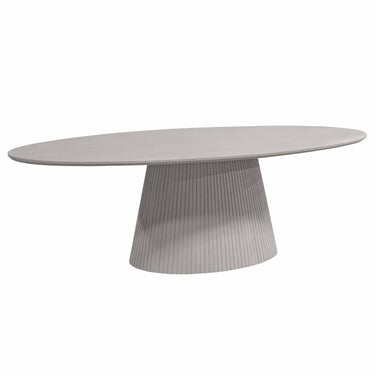 Ovale eettafel Solana taupe - 210 cm - schuin vooraanzicht