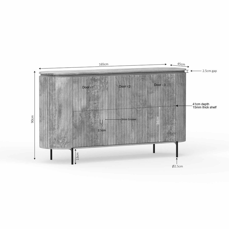 Dressoir Solana taupe – 165 x 45 x 90 cm