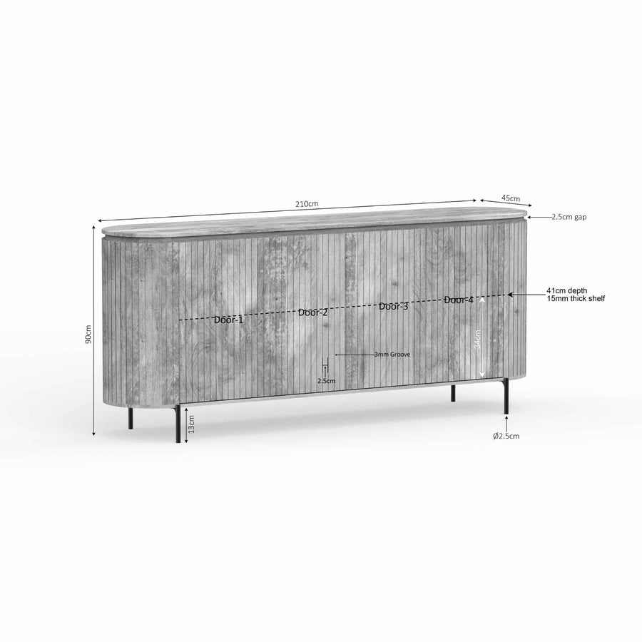 Sideboard Solana taupe – 210 x 45 x 90 cm