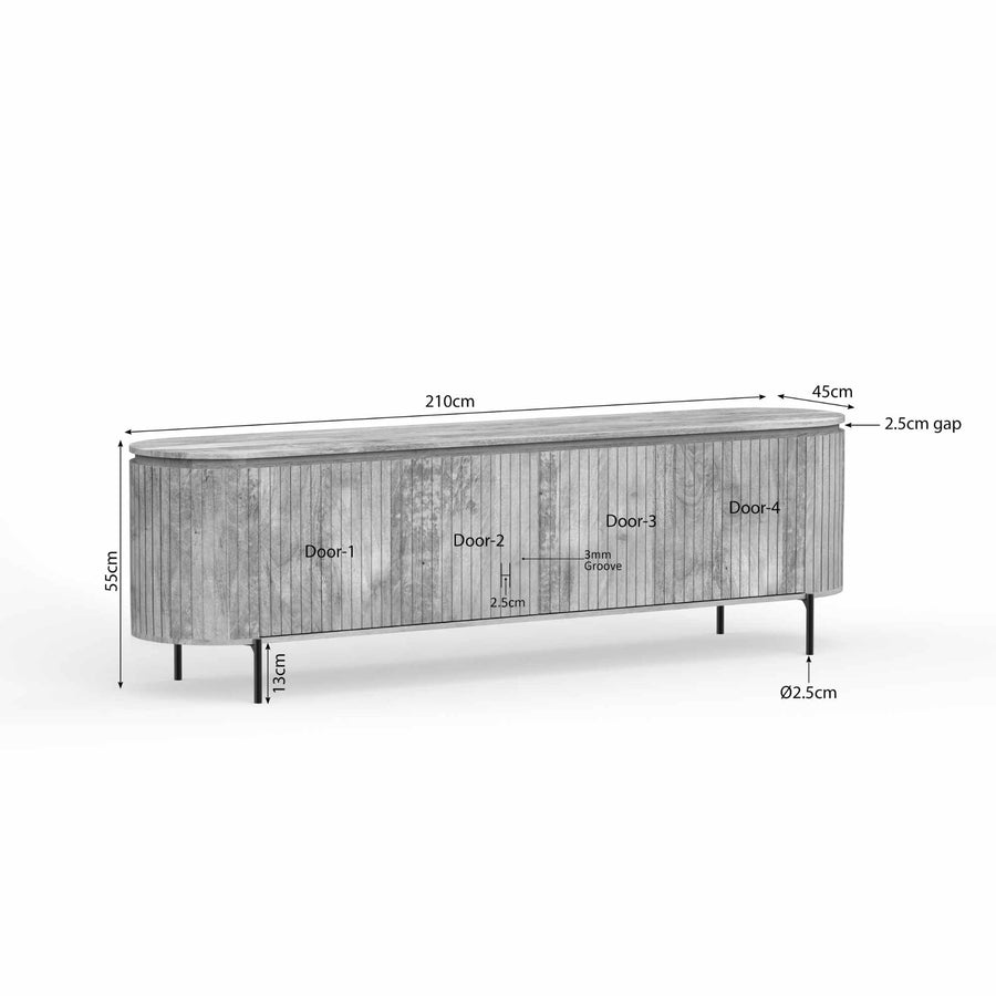 Tv-meubel Solana taupe – 210 x 45 x 55 cm
