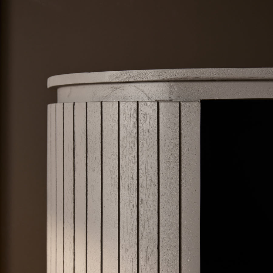 Vakkenkast Solana taupe – Afgerond bovenblad met ribbels