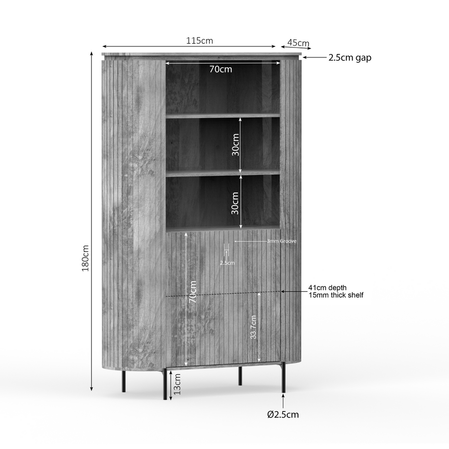 Vakkenkast Solana taupe – 115 x 45 x 180 cm