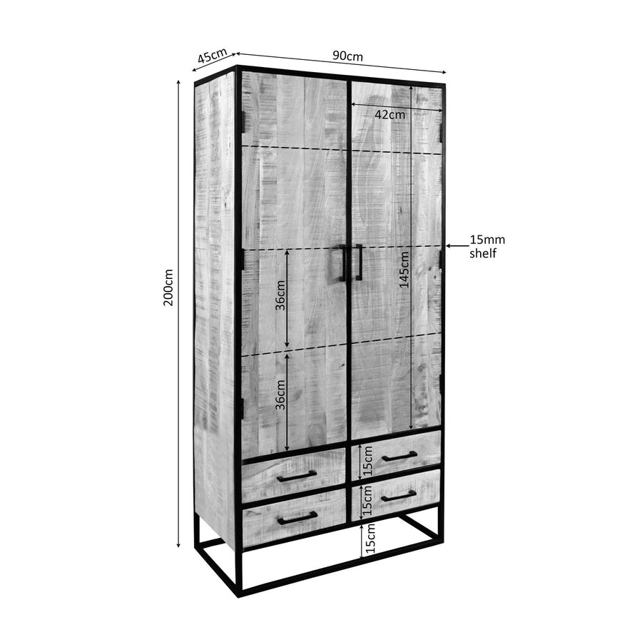 Schrank Dakota – 90 x 45 x 200 cm