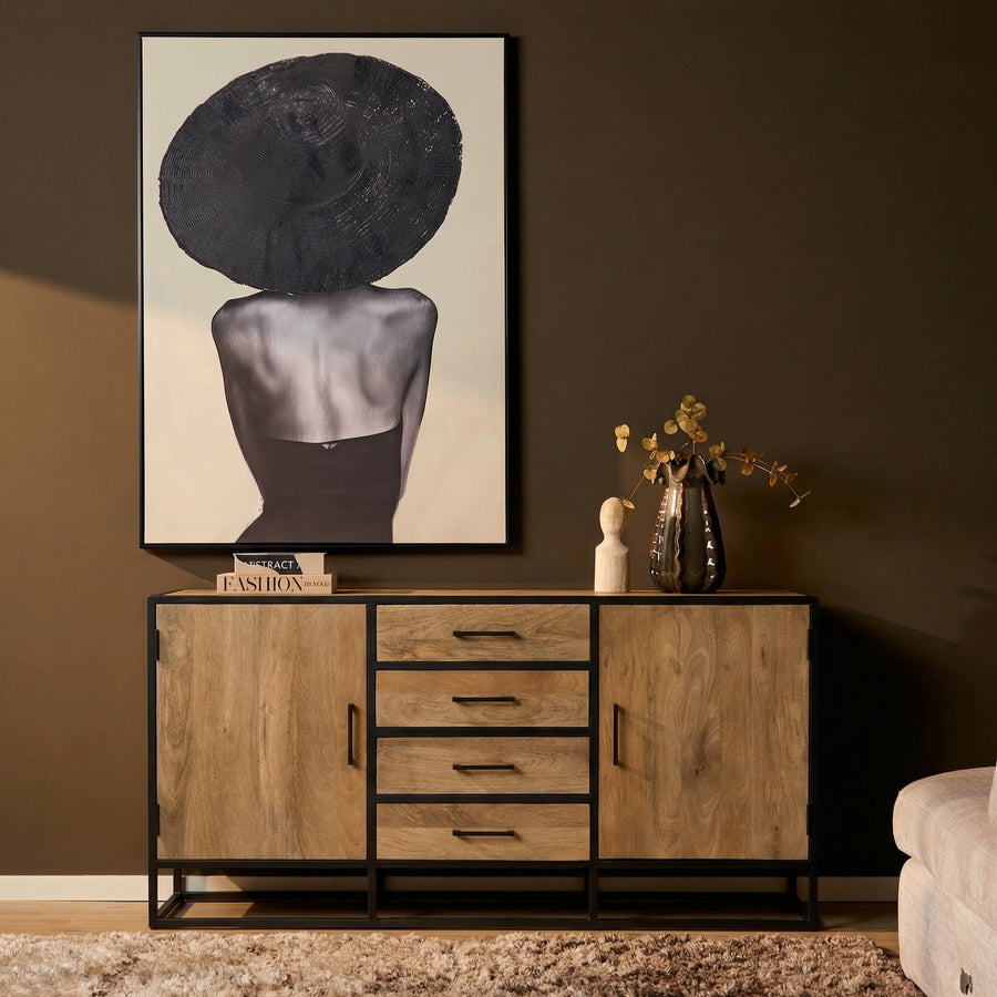 Dressoir Dakota naturel – Naturel hout in zwart kader