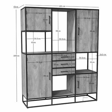 Vakkenkast Dakota Supreme XXL naturel | 160 cm