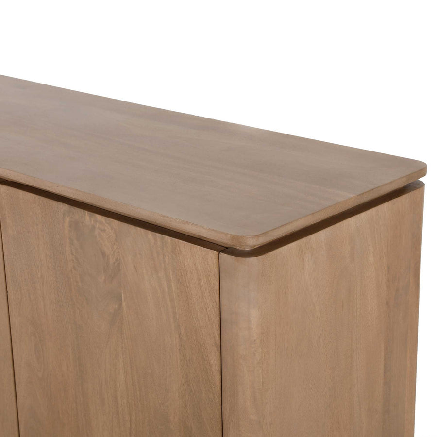 Sideboard Dallas - Mangoholz natur 165 cm – Afgeronde hoeken
