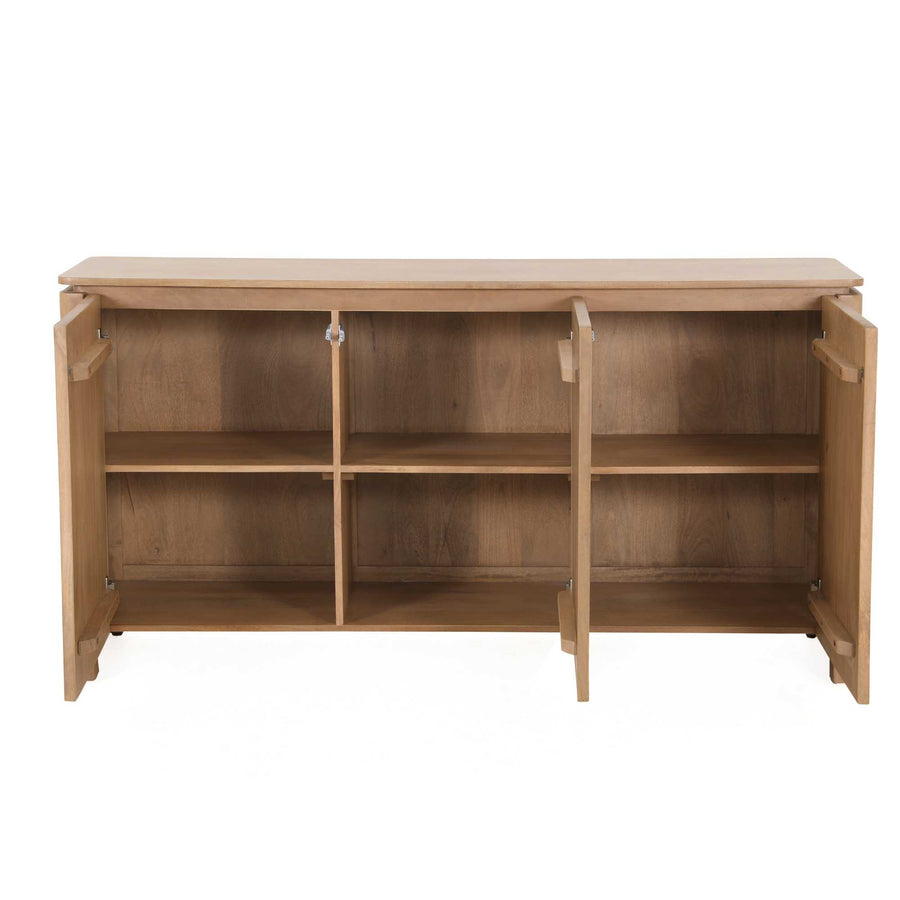 Sideboard Dallas - Mangoholz natur 165 cm – Drie deuren, drie vakken