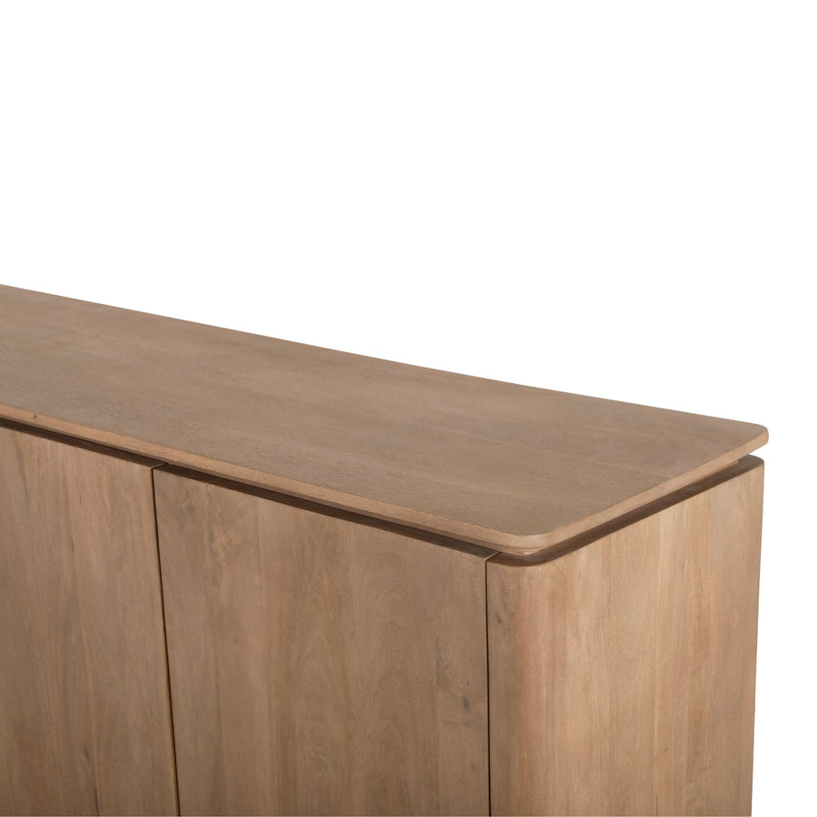 Sideboard Dallas - Mango-Naturholz 210 cm – Ronde hoek, rustige lijn