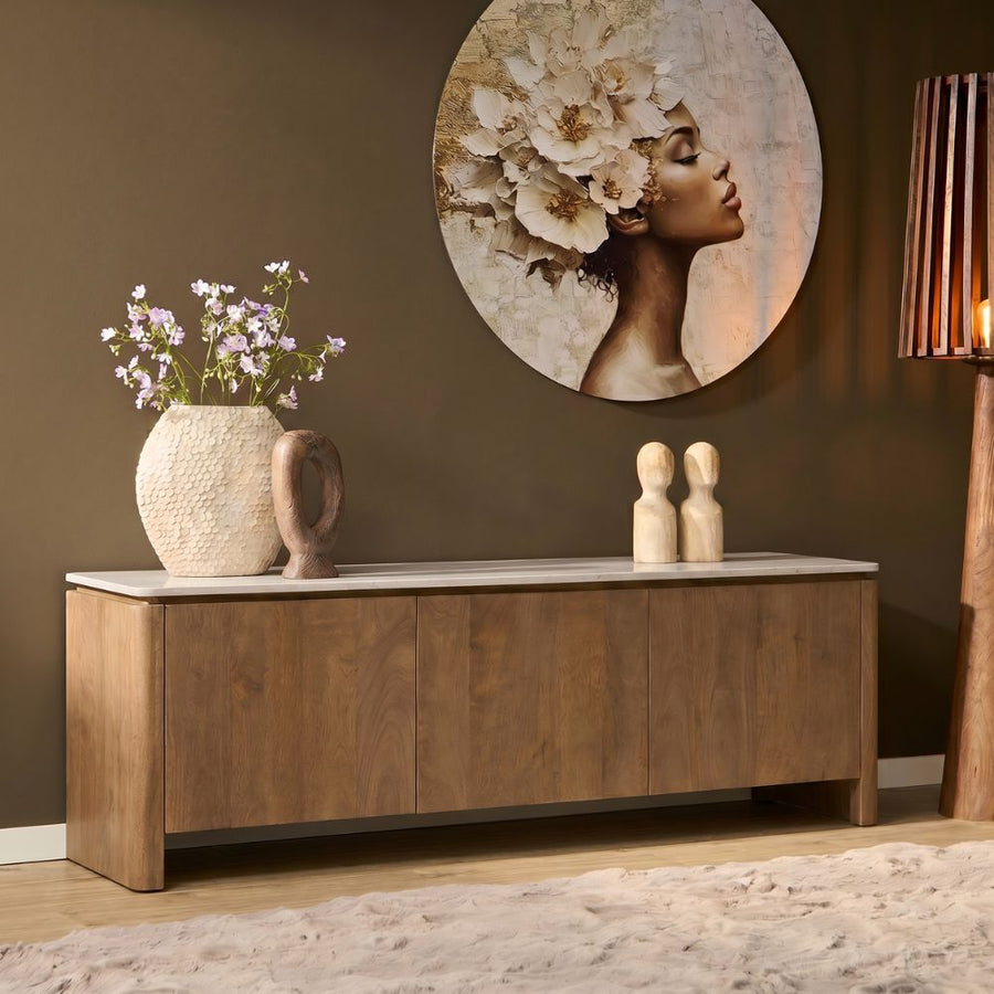 Tv-meubel Dallas naturel – Met beige marmer