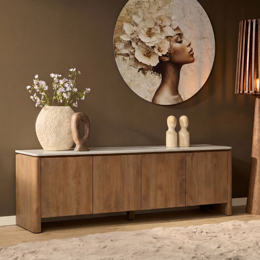 Tv-meubel Dallas naturel – Met beige marmer