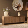 Staande TV-meubel Dallas - mangohout naturel 210 cm - naturel en bruin - Mooier Thuis