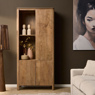 Vakkenkast Dallas links naturel mangohout 90 cm