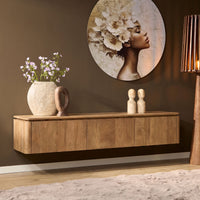 Zwevend tv-meubel Dallas naturel mangohout 165 cm