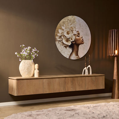 Zwevend tv-meubel Dallas naturel mangohout 210 cm