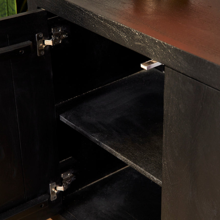 Highboard Brussel schwarz 4-türig – Opent met push-to-open
