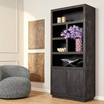 Boekenkast Brussel zwart mangohout 90 cm