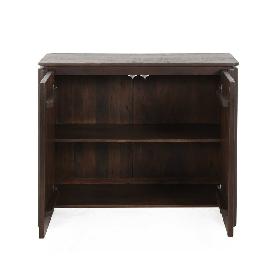 Sideboard Dallas - Mangoholz braun 100 cm – Eén vak achter twee deuren