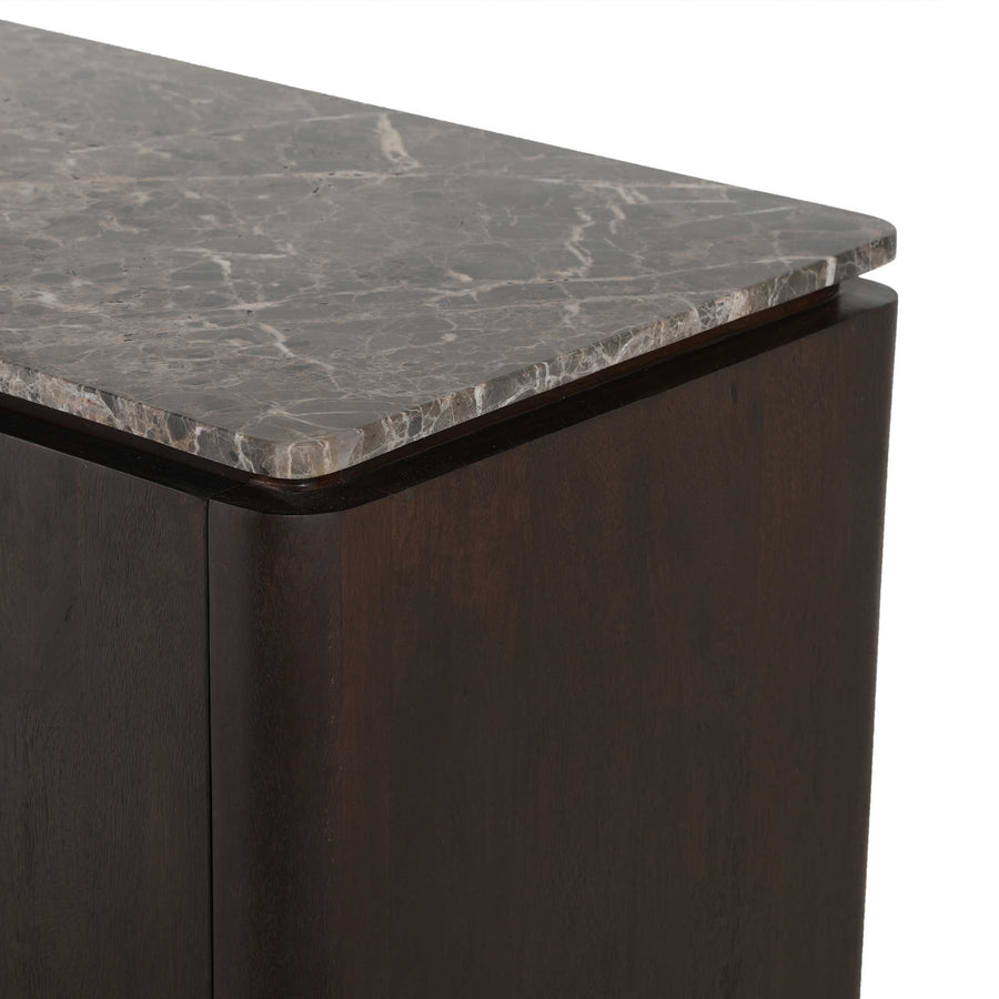 Sideboard Dallas - Mangoholz braun 100 cm – Kies een bruin marmeren blad