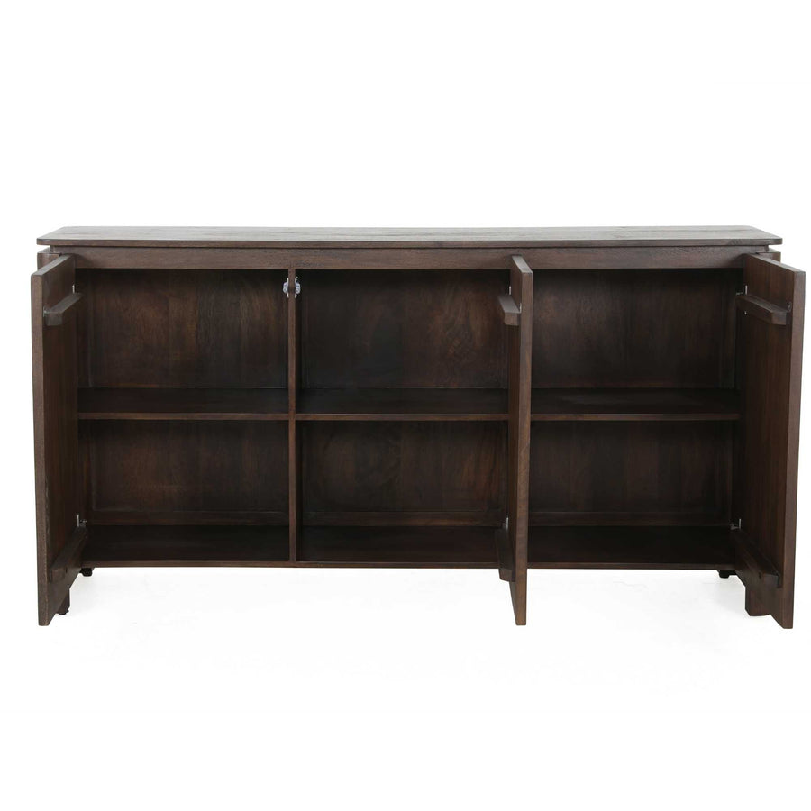 Highboard Dallas - Mangoholz braun 165 cm – Drie vakken met legplank