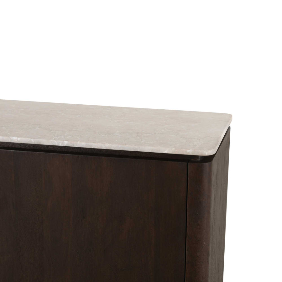 Highboard Dallas - Mangoholz braun 165 cm – Beige marmer van dichtbij