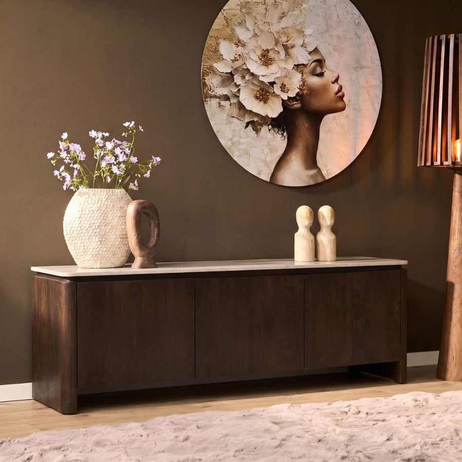 Tv-meubel Dallas bruin – Met beige marmer