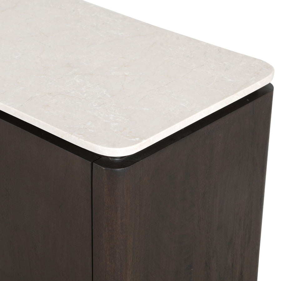 Tv-meubel Dallas bruin – Beige marmer van dichtbij