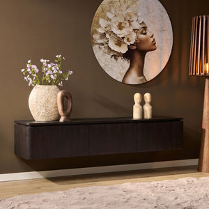 Zwevend tv-meubel Dallas bruin mangohout 165 cm