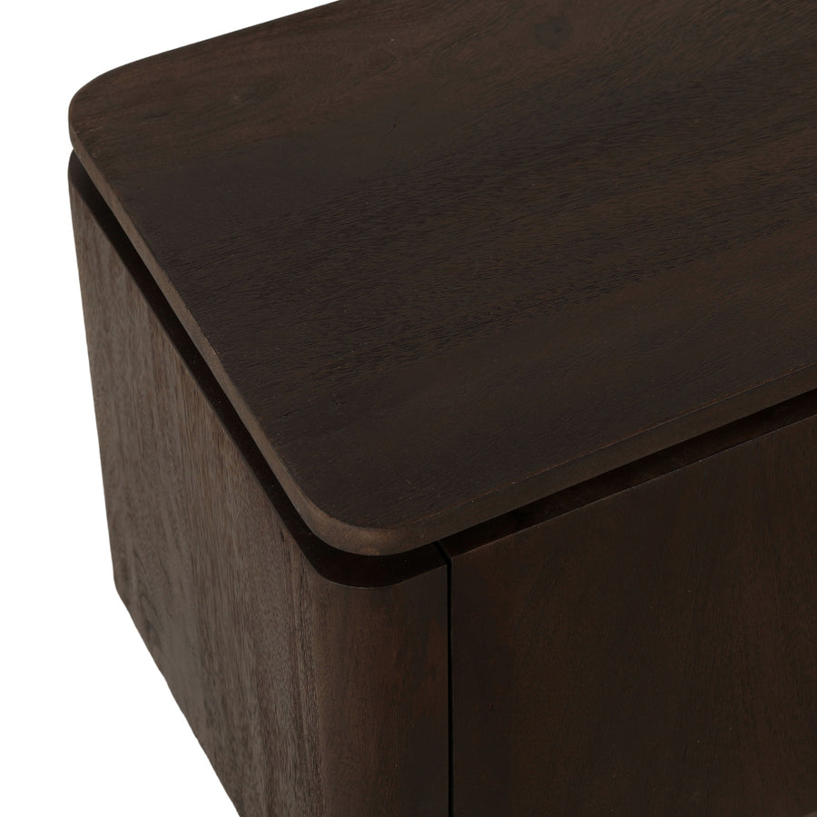 Floating TV cabinet Dallas brown mango wood 210 cm – Blad met afgeronde hoeken