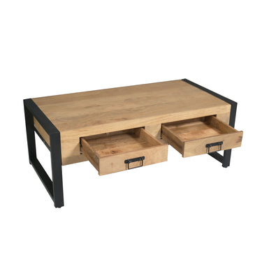 Salontafel Britt met geopende lades van mangohout
