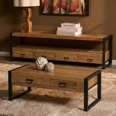 Salontafel Britt naturel | 120 cm | 2 lades