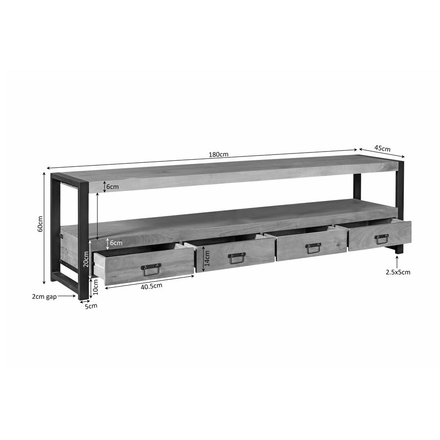 TV unit Britt natural – 180 x 45 x 60 cm