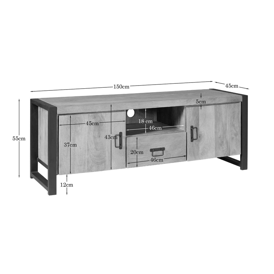 Tv-meubel Britt naturel met deuren – 150 x 45 x 55 cm