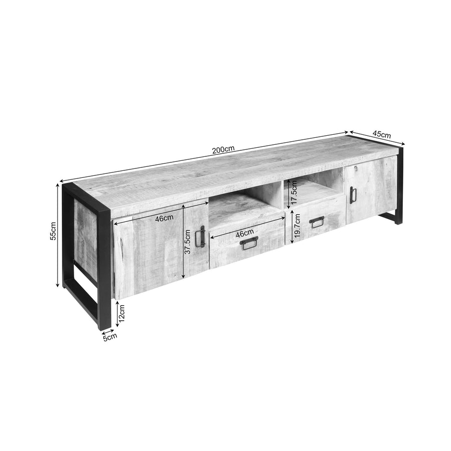 Tv-meubel Britt naturel met deuren – 200 x 45 x 55 cm
