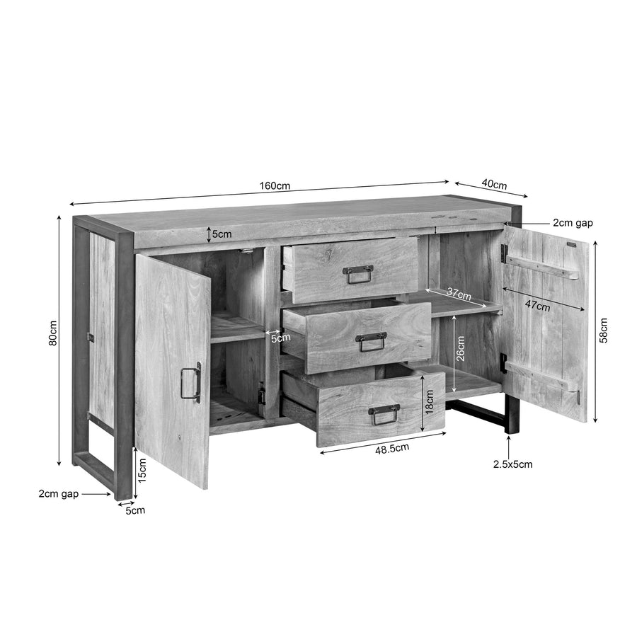 Sideboard Britt natur – 160 x 40 x 80 cm