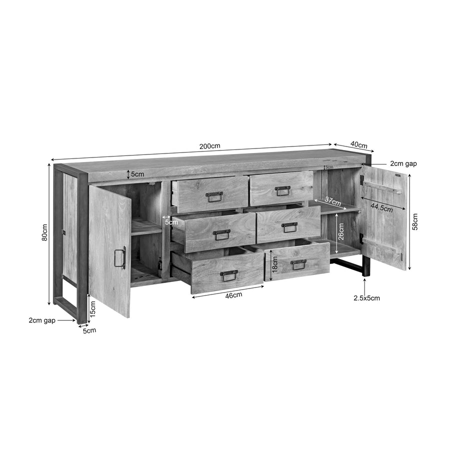 Sideboard Britt natur – 200 x 40 x 80 cm