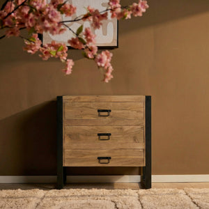 Chest of drawers Britt natural 3 drawers | 80 cm