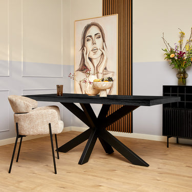 Mangohout eettafel Denver | Zwart | 300 cm